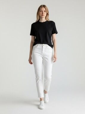 Ella Moss White High Rise Straight Jeans